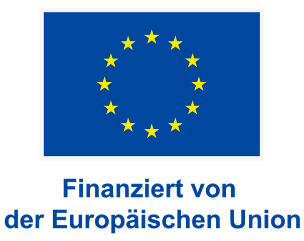 Europäische Union Flagge mit EU-Finanzierungstext.